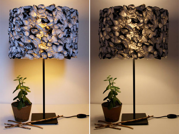 Ruffled Black and White Lamp Shade