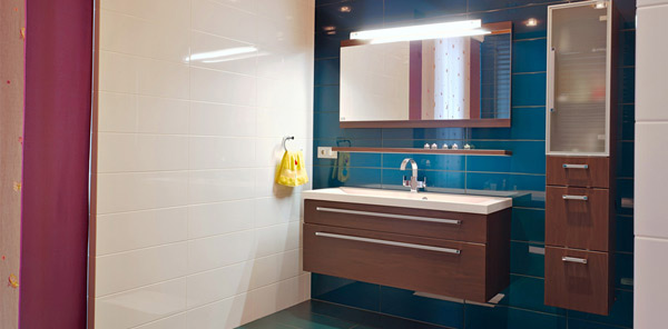 Use space under the lavatory for storage