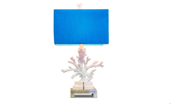 White Coral Turquoise Shade Lamp