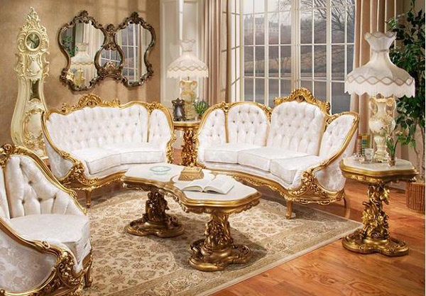 White and gold furniture