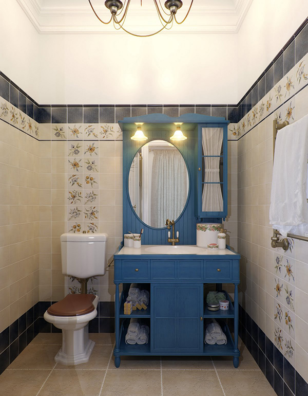 blue mirror cabinet