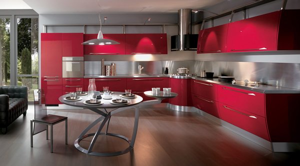 red kitchen