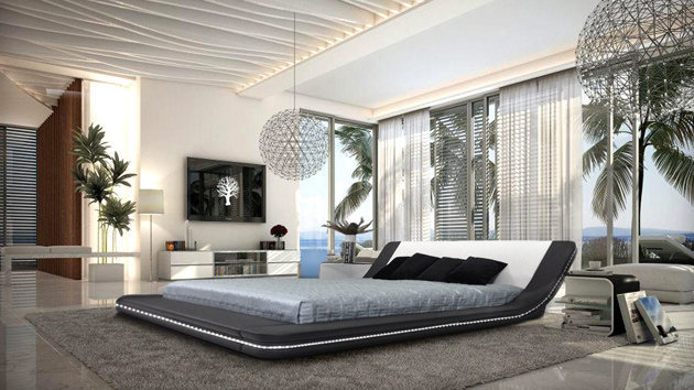 modern black white bedroom