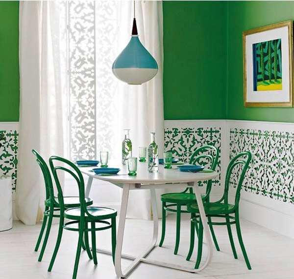 Green and White Fretwork