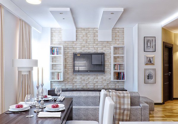 Brick Wall Accents in 15 Living Room Designs | Home Design ...