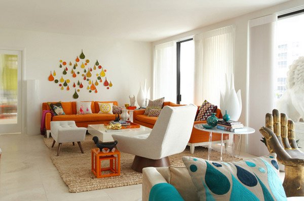 orange living rooms