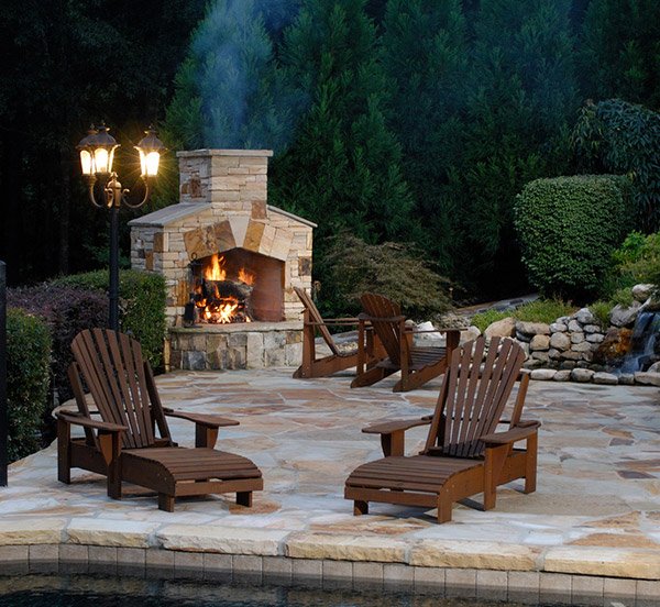 outdoor stone fireplace