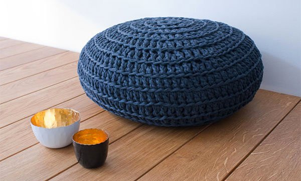 Knitted pouf