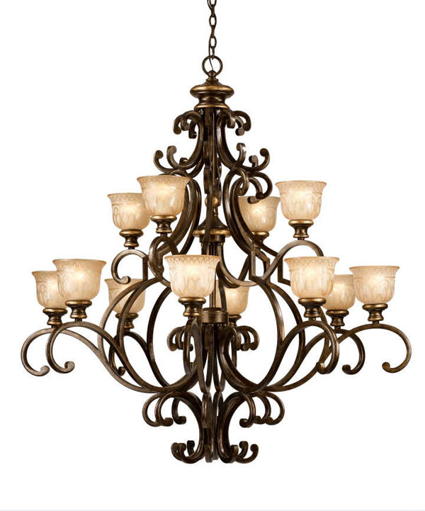 12 Light Wrought Iron Chandelier