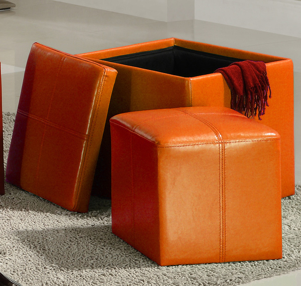 orange cube ottoman