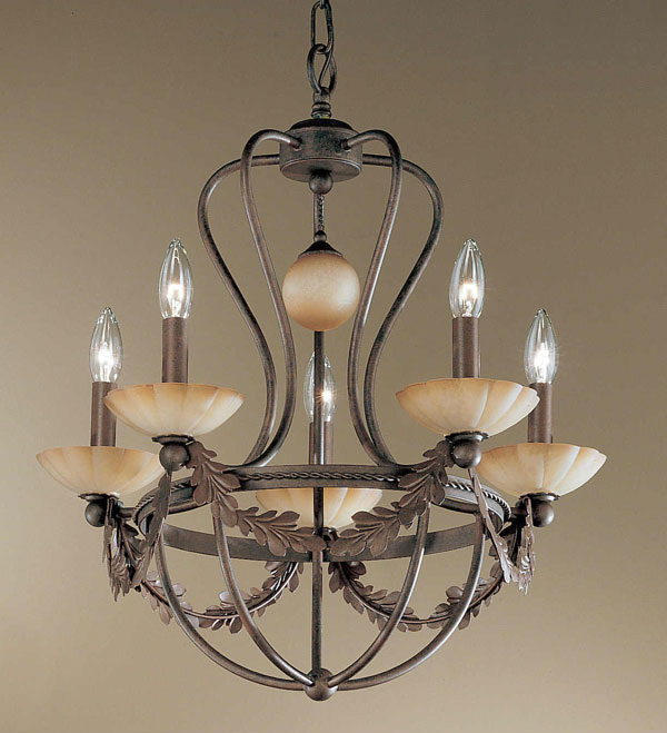 5-Light Wrought Iron Chandelier with Rustic Bronze finish