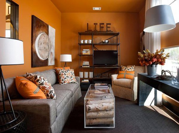 orange living rooms