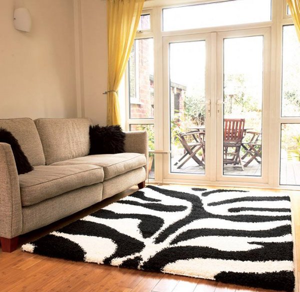 Bramble Black Cream Shaggy Rugs