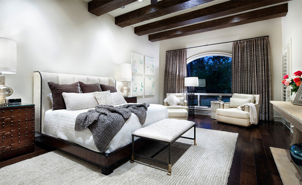 Exposed Roof Beams Bedroom