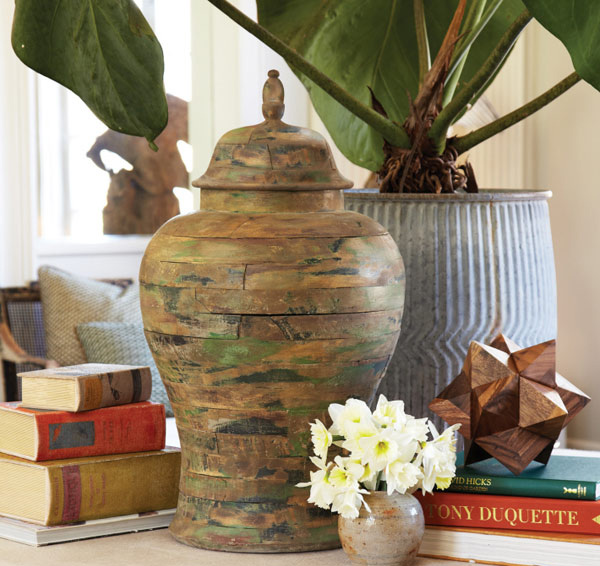 Antiqued Ginger Jar - Pine Wood