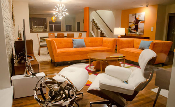 orange couch set