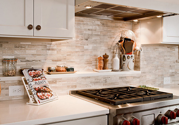 limestone backsplash