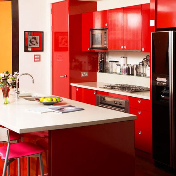 Red Kitchen Cabinets