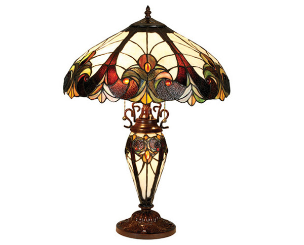 Tiffany Style Victorian Double Lit Table Lamp