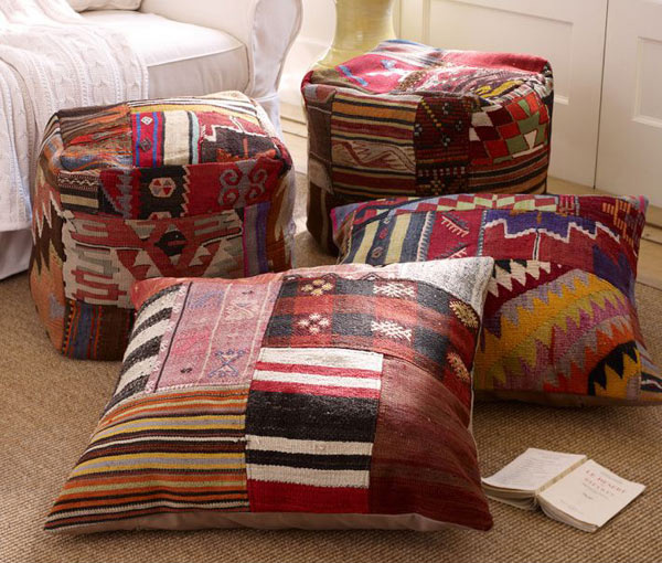 Patchwork Stripe Floor Pillow Cover