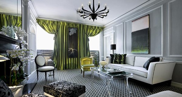 white and black art deco living rooms