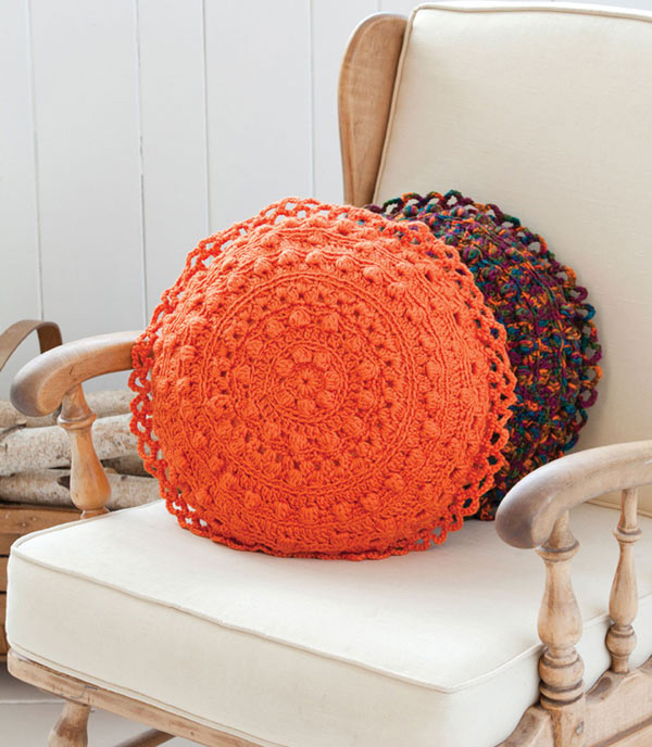 Puff Stitch Round Pillows Crochet Pattern