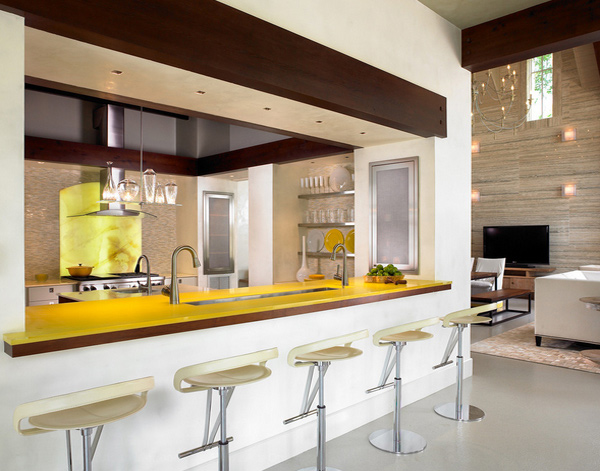 yellow kitchen counters