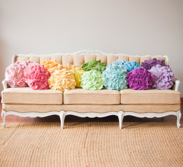 Custom Color Ruffle Rose Pillow