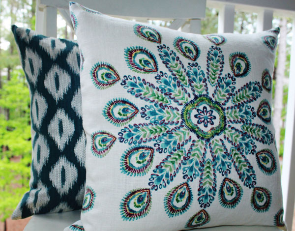 Peacock Feather Throw Pillow