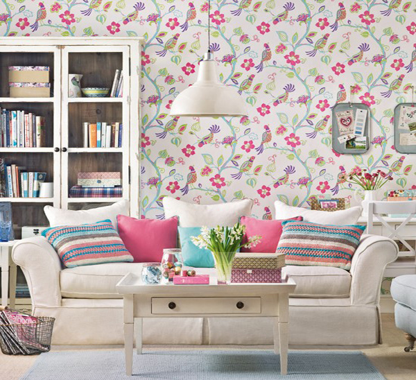 15 Living Room With Floral Wallpapers Home Design Lover