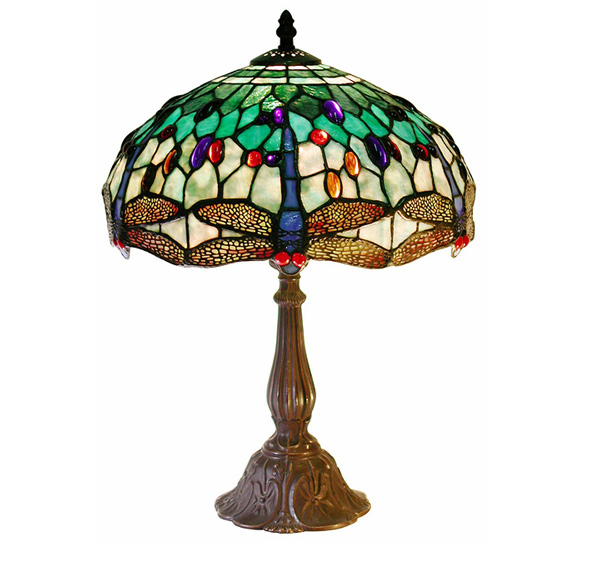 Tiffany Style White Dragonfly Table Lamp