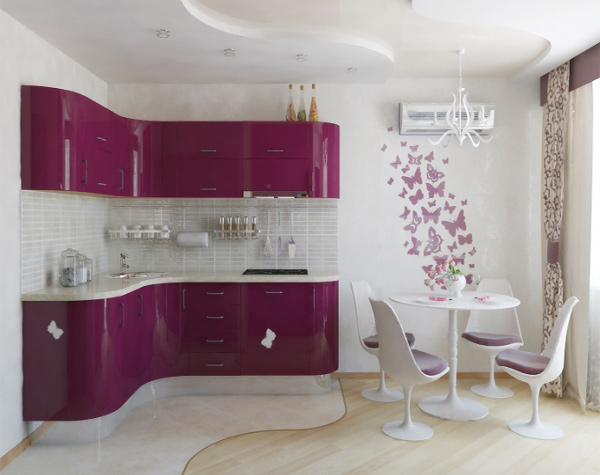 pink modular kitchen