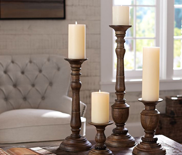 Oxford Turned Wood Candle Holders