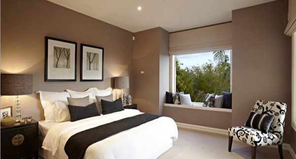 Modern Bedroom with Floorboards and Window Seat