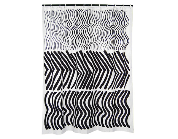 Silkkikuikka Black & White Long Polyester Shower Curtain