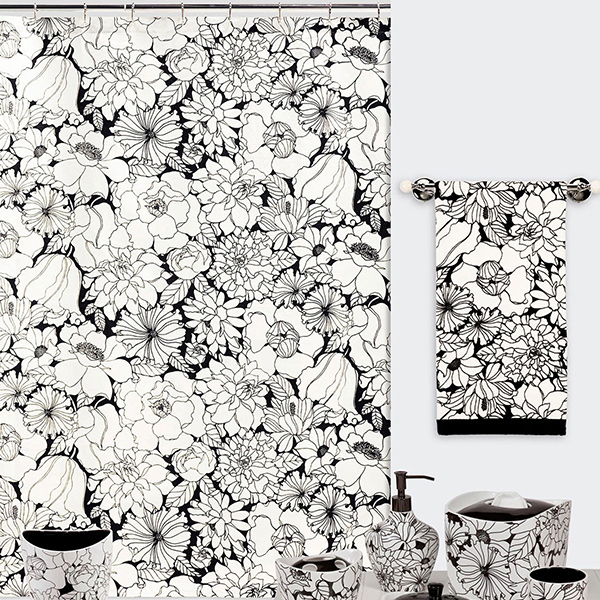 Creative Bath Black & White Fabric Shower Curtain