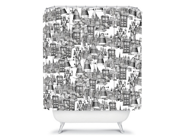 Sharon Turner Walking Doodle Toile De Jouy Shower Curtain