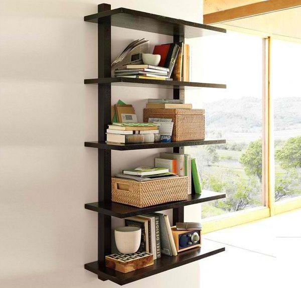 Wall- Mounted Bookcase, Tall