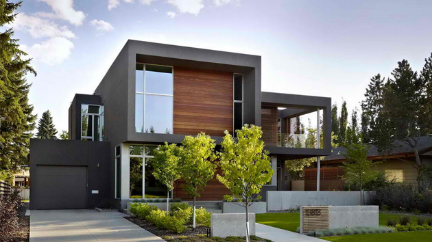 contemporary house garage