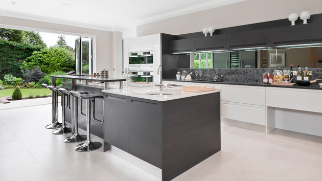 Image of kitchen design white and grey