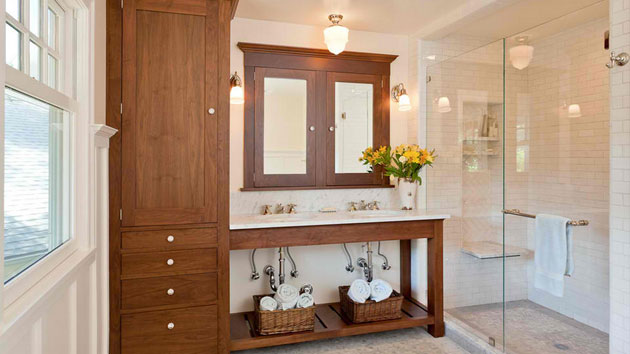 tall wooden bathroom cabinets