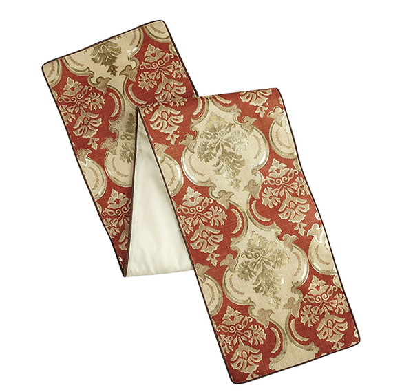 Damask Print Table Runner - Rust