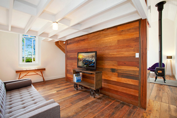 reclaimed wood accent wall