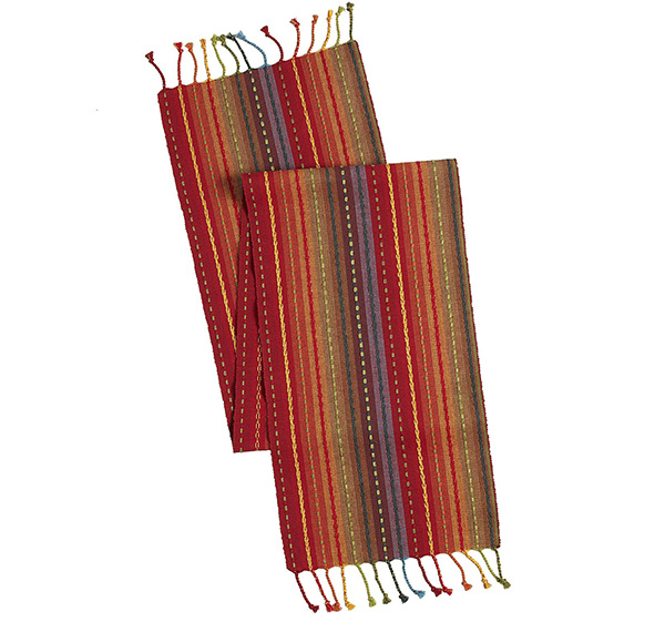 Multi-Stripe Table Runner with Fringe End