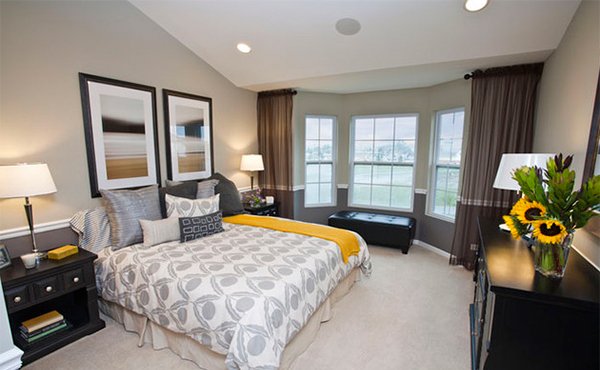 Peaceful Yellow Gray Bedroom