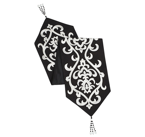 Embroidered Damask Table Runner