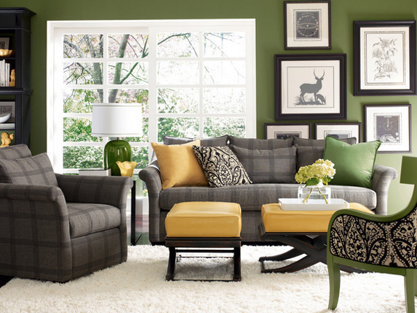 green gold grey living room