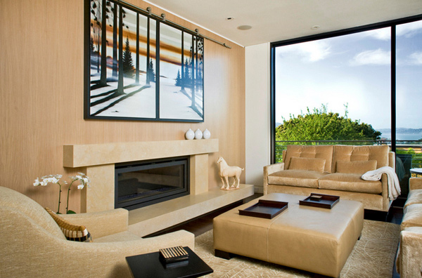 modern mansion living room with tv