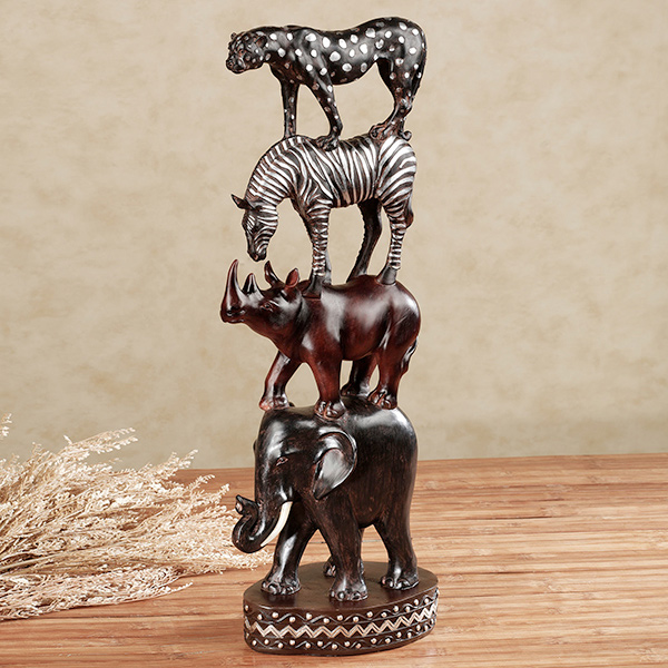African Pride Animal Totem Table Sculpture