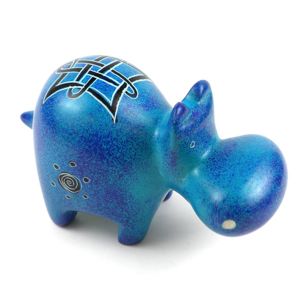 Handcrafted Blue Soapstone Hippo Kenya